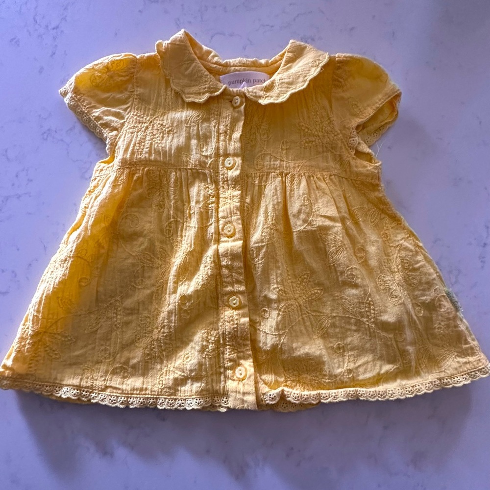 PUMPKIN PATCH Girl’s yellow blouse 12-18 months embroidery